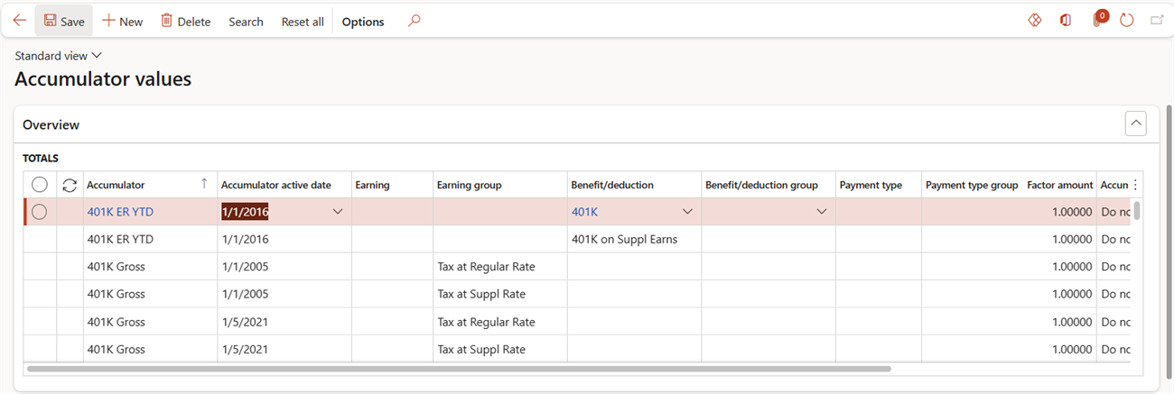 Accumulator Values
